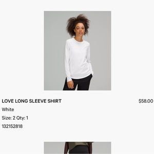 Lululemon Love Long Sleeve Shirt